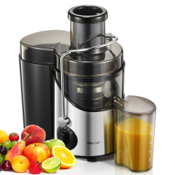 HOUSNAT Entsafter Gemüse und Obst, Max 800W Juicer Machine aus Edelstahl mit 3 Geschwindigkeitsstufen, 65mm Großem Mund Zufuhrschacht Zentrifugal Entsafter, Leicht zu Reinigen, BPA-frei, 400W Angebot bei HelloDeals