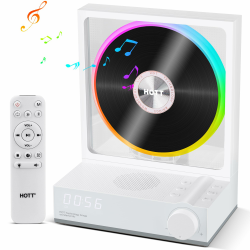 HOTT CD-Player Tragbar mit Fernbedienung, Bluetooth 5.3 Desktop CD Player mit RGB-Lichtern, Tragbarer CD Player mit HiFi Lautsprechern, Unterstützt TF-Karte, Transkription, LED-Bildschirm, Timer(Weiß) Angebot bei HelloDeals