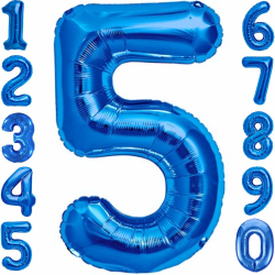 Luftballon 5. Geburtstag Zahl 5 Blau XXL Riesen Folienballon 100cm Geburtstagsdeko Jungen Ballon Zahl Deko zum Geburtstag. Fliegt mit Helium. Angebot bei HelloDeals