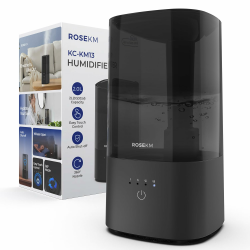 Rosekm Luftbefeuchter fürs Schlafzimmer, Kaltluftbefeuchter für Zimmerpflanzen und Babyzimmer, leiser Ultraschall-Luftbefeuchter mit 360°-Düse, automatische Abschaltung, filterlos, Schwarz Angebot bei HelloDeals