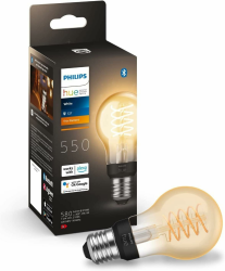 Philips Hue White E27 Filament Lampe (550 lm), dimmbare LED Lampe für das Hue Lichtsystem mit warmweißen Licht, smarte Lichtsteuerung über Sprache und App Angebot bei HelloDeals