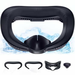 DESTEK Cooling Face Pad für Meta/Oculus Quest 3 Zubehör – Mit Zwei Gesichtsauflagen aus Ice Silk und Cooling Gel für ultimativen Komfort – Verstellbarer Halter und brillenfreundliches Design Angebot bei HelloDeals