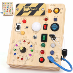 Konijiwa Montessori Spielzeug ab 1 Jahr Busy Board Activity Board Spielzeug ab 2 Jahre Holzspielzeug mit 10 Schalter 23 LED-Leuchten Spielzeug Sensory Learning Toys für 1 2 3 Jahre Jungen und Mädchen Angebot bei HelloDeals