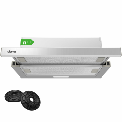 CIARRA CBCS6906D A++ Flachschirmhaube Dunstabzugshaube 60 cm Umluft 370 m³/h mit CBCF002X2 Aktivkohlefilter Integrierte Einbau Flach Abluft Abzugshaube 2 Stufen LED-Beleuchtung Silber Angebot bei HelloDeals