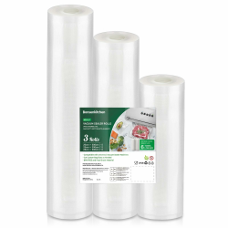 Bonsenkitchen Vakuumrollen 20|25|28x300cm gesamt 3 Rollen Vakuumierfolie - Profi Vakuumbeutel für Lebensmittel Vakuumiergerät, Kochfest und Sous Vide Gefrierbeutel, BPA-frei, VB3217 Angebot bei HelloDeals