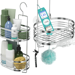 LAAKFELD Duschablage zum Hängen mit 3 Fach Anti-Rost Schutz inkl. gratis Rasierhalter, Saugnäpfe & Abstandsringe - Flexibler Duschkorb zum Hängen - Premium Duschregal zum Hängen ohne Bohren Angebot bei HelloDeals