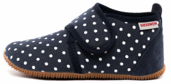 GIESSWEIN Stans – Kinder Hausschuhe Unisex, Bequeme Baumwoll Slipper, Pantoffeln mit Punkten, Gummizug, Rutschfest 25 EU Dk Blau Angebot bei HelloDeals