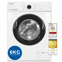 Exquisit Waschmaschine 6kg, Energieeffizienzklasse A, max. 1000 U/min, ECO 40-60, Kurzprogramm, Kindersicherung, 16 Waschprogramme, WA56110-020A weiss Angebot bei HelloDeals