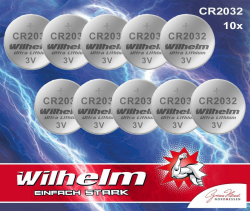 10 x Knopfzelle CR2032 Wilhelm Batterie Lithium 3V CR 2032 Industrieware Angebot bei HelloDeals