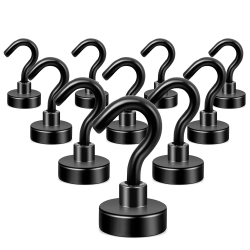 Neosmuk Magnethaken Schwarz, 10kg Extra Starke Magnetische Haken für Camping, Werkstatt, Spind, Kleiderhaken mit Neodym Magnet für Outdoor und Kreuzfahrt Zubehör Angebot bei HelloDeals