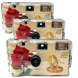 3X 1A PHOTO PORST Einwegkamera Partykamera Hochzeitskamera rote Rose+Ringe je 27 Aufnahmen Angebot bei HelloDeals