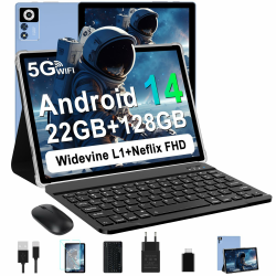 ZIOVO Tablet 10 Zoll Android 14 Tablet, 22GB RAM+128GB ROM(TF 1TB), 5G WLAN, Octa-Core, Widevine L1, 8000mAh, BT 5.0, 5MP+8MP, GPS, Tablet mit Tastatur, Maus - Blau Angebot bei HelloDeals