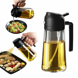 TrendPlain 16oz Ölsprüher für Speiseöl – 470ml Olivenöl Flasche – 2-in-1 Ölspender und Ölsprüher – Küchen Gadgets für Kochen, Salat und Grill Schwarz Angebot bei HelloDeals