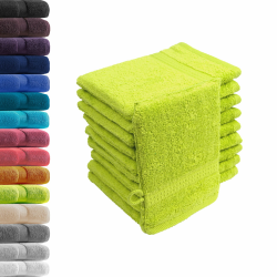 10er Set Waschhandschuhe Waschlappen Apfelgrün 16x21 cm | 100% Baumwolle Frottier | Oeko-TEX® Standard 100 | Premium Qualität 500 g/m² Angebot bei HelloDeals