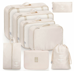 8 Teilige Packing Cubes, Kleidertaschen, Koffer Organizer für Urlaub und Reisen, Packwürfel Set Reise Würfel, Ordnungssystem für Koffer Beige Angebot bei HelloDeals