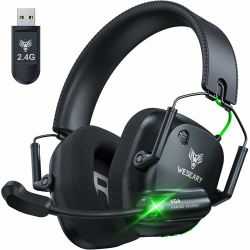 WESEARY WG4 Gaming Headset Wireless, 2,4G Wireless Gaming Headset mit Mikrofon für PS5/PS4/ PC/Switch/Mac, Faltbarer Surround Sound Bluetooth Kopfhörer Noise Cancelling, Über 45 Stunden Akkulaufzeit Angebot bei HelloDeals