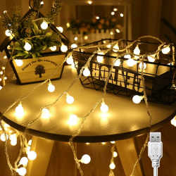 Liyade Lichterkette Innen, 7M 40LED Lichterkette Warmweiß, Kugel Lichterkette USB 5V 2700K, Ideal für Zimmer, Kinderzimmer, Balkon, Hochzeiten, Partys, Weihnachten Deko Angebot bei HelloDeals