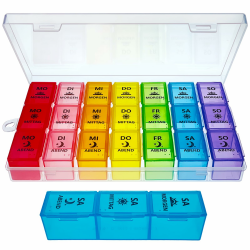 ZVZM Tablettenbox 7 Tage Morgens Mittags Abends, Pillendose 7 Tage, Tablettenbox 7 Tage 3 Große Fächer, Medikamentenbox 7 Tage 3 Fächer, Tabletten Organizer FüR Kinder äLtere und Arthritische HäNde. Angebot bei HelloDeals