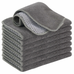 VIVOTE Microfaser Spültücher Spüllappen waschbar Geschirrtücher Mit Poly-Mesh-Scheuerseite Abwaschtücher Küch Teigreinigungstuch Netztuch,8Pack,20cmx20cm (Grau) Angebot bei HelloDeals