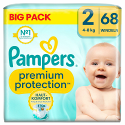 Pampers Premium Protection BIG PACK, New Baby, Windeln Größe 2 (4kg-8kg), 68 Stück Angebot bei HelloDeals