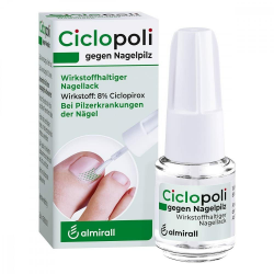 Ciclopoli gegen Nagelpilz, bei Pilzerkrankungen der Nägel, Anti-Pilz-Nagellack mit bewährtem Wirkstoff Ciclopirox und Tiefwirk-Effekt, nur 1x täglich auftragen, 6.6 ml Angebot bei HelloDeals