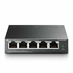 TP-Link TL-SG1005P PoE Switch 5-Port Gigabit Lan Switch mit 4 PoE+ Ports (65 Watt, IEEE-802.3af/at PoE,lüfterlos, Plug-and-Play, robustes Metallgehäuse) Schwarz Angebot bei HelloDeals
