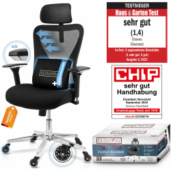 CLOUVOU CleverSeat Bürostuhl Ergonomisch [TESTSIEGER] Schreibtischstuhl 100% individuell einstellbar | Büro Stuhl & Gaming Stuhl | Computerstuhl Home Office Chair Ergonomic | Drehstuhl 150 kg Angebot bei HelloDeals