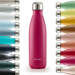 Blumtal® Trinkflasche Edelstahl Charles - Thermosflasche 500 ml - BPA-freie Thermo Trinkflasche kalt&warm - auslaufsichere Trinkflasche Metall - Thermos Trinkflasche - Flasche Metall - Berry - Pink Angebot bei HelloDeals