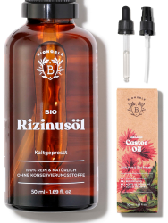 Bionoble Rizinusöl Bio 50ml - 100% Rein, Natürlich, Kaltgepresst - Wimpern, Augenbrauen, Haare, Bart, Nägel - Vegan und Cruelty Free - Castor Oil - Glasflasche + Pipette + Pumpe Angebot bei HelloDeals