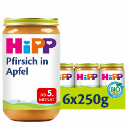 HiPP Früchte Pfirsich in Apfel, 6er Pack (6 x 250 g) Angebot bei HelloDeals