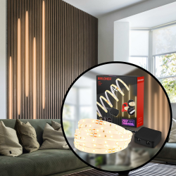 BRILONER - Pimp your Panel LED Strip Starterset, Warmweiß, Kabelschalter, LED Streifen, Leiste, Zimmer Deko, Band, Zubehör Akustikpaneele, Lichtleiste, Lichtband, 2,6m, Weiß Angebot bei HelloDeals