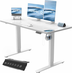 JUMMICO Höhenverstellbarer Schreibtisch Höhenverstellbar Elektrisch, Ergonomischer Steh-Sitz Tisch Stehpult Verstellbarer Computertisch,Stehschreibtisch Bürotisch Standing Desk,120 x 60 cm, Weiß Angebot bei HelloDeals