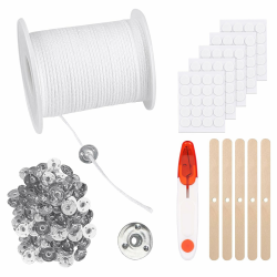 ALLAVA 6100cm Kerzendocht, Dochte für Kerzen mit 100 Stück Dochthalter, 100 Stück Kerzen Sticker, Rauchfrei Kerzendochte für Kerzen, Cotton Candle Wick für DIY Kommunionkerze Duftkerzen Öllampen Angebot bei HelloDeals