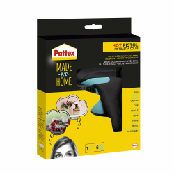 Pattex Made at Home Heißklebepistole, Kleber für kreative Heimwerkarbeiten, Set aus 1x Klebepistole und 6x Heißklebesticks mit 11mm Durchmesser Angebot bei HelloDeals