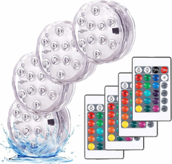 daphomeu Unterwasser Licht mit Fernbedienung, 4 Stück LED Poolbeleuchtung, Pool Beleuchtung Unterwasser, Pool Dekolichter für Schwimmbad, Brunnen, Teich, Aquarium, Party Angebot bei HelloDeals