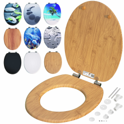 CASARIA® WC Sitz mit Absenkautomatik, Bambus - MDF Holzkern, Anti-Bakteriell, Rostfreie Scharniere, belastbar bis zu 175 kg, Toilettendeckel, Toilettensitz mit Absenkautomatik, Klodeckel Holz Angebot bei HelloDeals