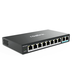 Reolink 8 Ports PoE-Switch, mit 2 Gigabit-Uplink-Ports, bis zu 120W Gesamtleistung für alle PoE-Ports, Netzwerk Switch ideal für Reolink NVR und PoE-IP-Kameras, IEEE802.3af/at, Unmanaged, RLA-PS1 Angebot bei HelloDeals