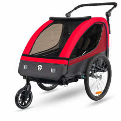 Tiggo VS Kinderanhänger 360° Drehbar mit Federung 2in1 Fahrradanhänger mit Buggy Set Jogger 5-Punkt Gurt Fahrrad Anhänger für 1 bis 2 Kinder max. 40kg Angebot bei HelloDeals