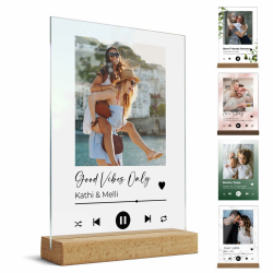 Spotify Glas Bild mit Foto und QR Code - Personalisierte Geschenke für Frauen und Männer im Musik Song Cover Design - Personalisiertes Fotogeschenk für Sie und Ihn zum Valentinstag Freund Freundin Angebot bei HelloDeals