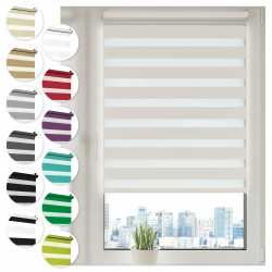 Doppelrollo Klemmfix ohne Bohren 90cm x 130cm Weiß Duo Rollo Klemmrollo Sonnenschutzrollo Fensterrollo für Fenster & Türen Zebrarollo Seitenzugrollo Weiß B90 x H130 cm Angebot bei HelloDeals