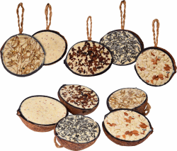 dobar® 10x gefüllte Kokosnuss Vogelfutter zum Aufhängen - 5 Sorten Vogelfutter für die Ganzjahresfütterung - Fettfutter-Füllungen für Wildvögel - Wildvogelfutter 2 kg (1er Pack) Angebot bei HelloDeals
