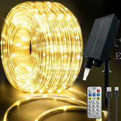 calflux LED Schlauch 20m Wasserdicht,USB & Solar Lichterschlauch Aussen,für Innen außen,8 Modi,Timer,Fernbedienung,Wetterfest Lichterkette für weihnachten Hochzeit Party Deko,(Warmweiß) Angebot bei HelloDeals