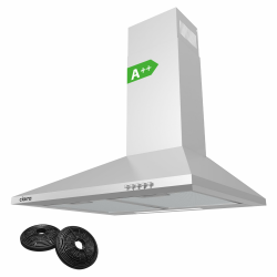 CIARRA CBCS6201 A++ Dunstabzugshaube 60 cm Umluft 370 m³/h Silber Edelstahl Pyramide Wandmontage Wandhaube mit CBCF002X2 Aktivkohlefilter 3 Leistungsstufen Abluft Abzugshaube Angebot bei HelloDeals