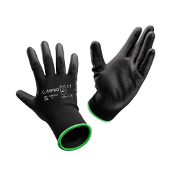 ASPRO Arbeitshandschuhe 10 Paar Größe 9 (L)- Gartenhandschuhe-Schwarze Nylon-Handschuhe mit PU-Beschichtung für Bauarbeiter, Gärtner, Mechaniker, Bauarbeiter, Lagerarbeiter etc. Angebot bei HelloDeals