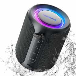 Deeyaple Bluetooth Lautsprecher Klein Tragbarer Musikbox 5.3 IPX7 Wasserdicht Kabellose Stereo Pairing Freisprech RGB Licht für Outdoor Camping Garten Party Reise 50% Lautstärke12H Wiedergabe Schwarz Angebot bei HelloDeals