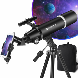 Teleskop, Astronomie Teleskop für Erwachsene, 80mm Aperture 600mm Tragbares Reiseteleskop für Anfänger & Kinder mit Stativ Telefon Adapter Rucksack Angebot bei HelloDeals