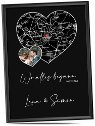 Wo alles begann – Personalisierte Karte im Herz-Design mit Koordinaten | Bild-Poster | Valentinstag-Geschenk für Ihn & Sie | Jahrestag Geschenk Partner & Freundin Angebot bei HelloDeals