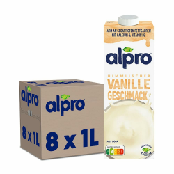 Alpro Drink auf Sojabasis mit Vanillegeschmack – Vegan und milchfrei – Von Natur aus laktosefrei – Reich an pflanzlichem Protein und von Natur aus fettarm – 8 x 1 L – Haltbar Angebot bei HelloDeals