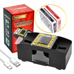 FONBEAR 2/6 Deck Automatischer Kartenmischer (Spielkarten im Lieferumfang enthalten) – Batteriebetriebener elektrischer Mischpulter – ideal für Zuhause & Turnier für UNO, Blackjack, Texas Hold'em, Canasta Angebot bei HelloDeals