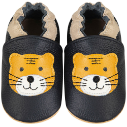IceUnicorn Krabbelschuhe Baby Lauflernschuhe Jungen Mädchen Weicher Leder Babyhausschuhe Kleinkind Rutschfeste Lederschuhe Baby 12-18 Monate Schwarzer Tiger Angebot bei HelloDeals